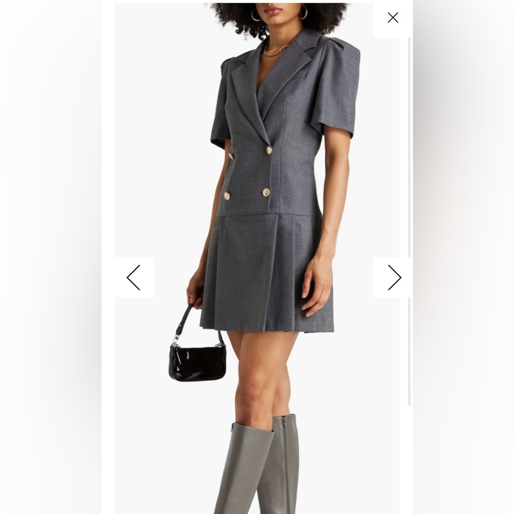 Sandro grey pleated office dress